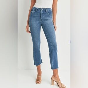 Just Black Denim Women's Crop Flare
Medium Denim Raw Hem Blue Jeans 27